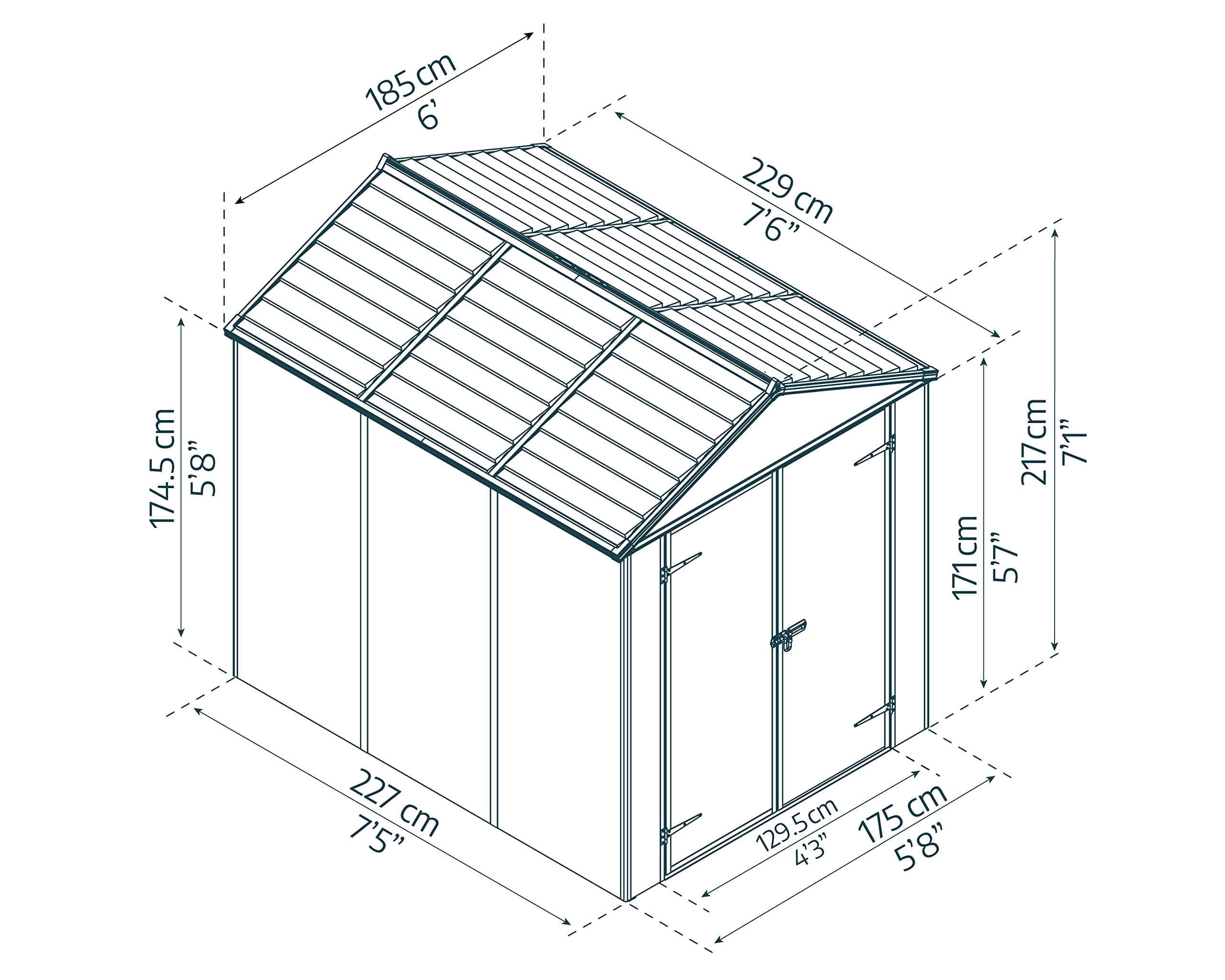 Palram - Canopia Rubicon Storage Shed, 6'x8' DIY Backyard Shed, Gray Polycarbonate Panels and Aluminum Frame, Sheds & Outdoor Storage for Lawn Mower, Bike, Garden Tools, Outdoor Storage Box Shed