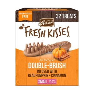 merrick fresh kisses natural dental chews, treats infused with pumpkin and cinnamon for small dogs 15-25 lbs - 20 oz. bag