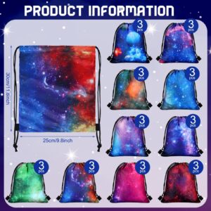 Lothee 30 Pcs Galaxy Party Favor Bags Space Drawstring Bags Starry Night Sky Backpack Galaxy Treat Candy Bags Birthday Party Supplies for Kids Gifts(Novel Style)