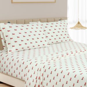 LAMANNI Printed Flannel Sheet Set - Soft, Warm, Moisture Wicking - Bedding Set (Twin, Tree Truck)