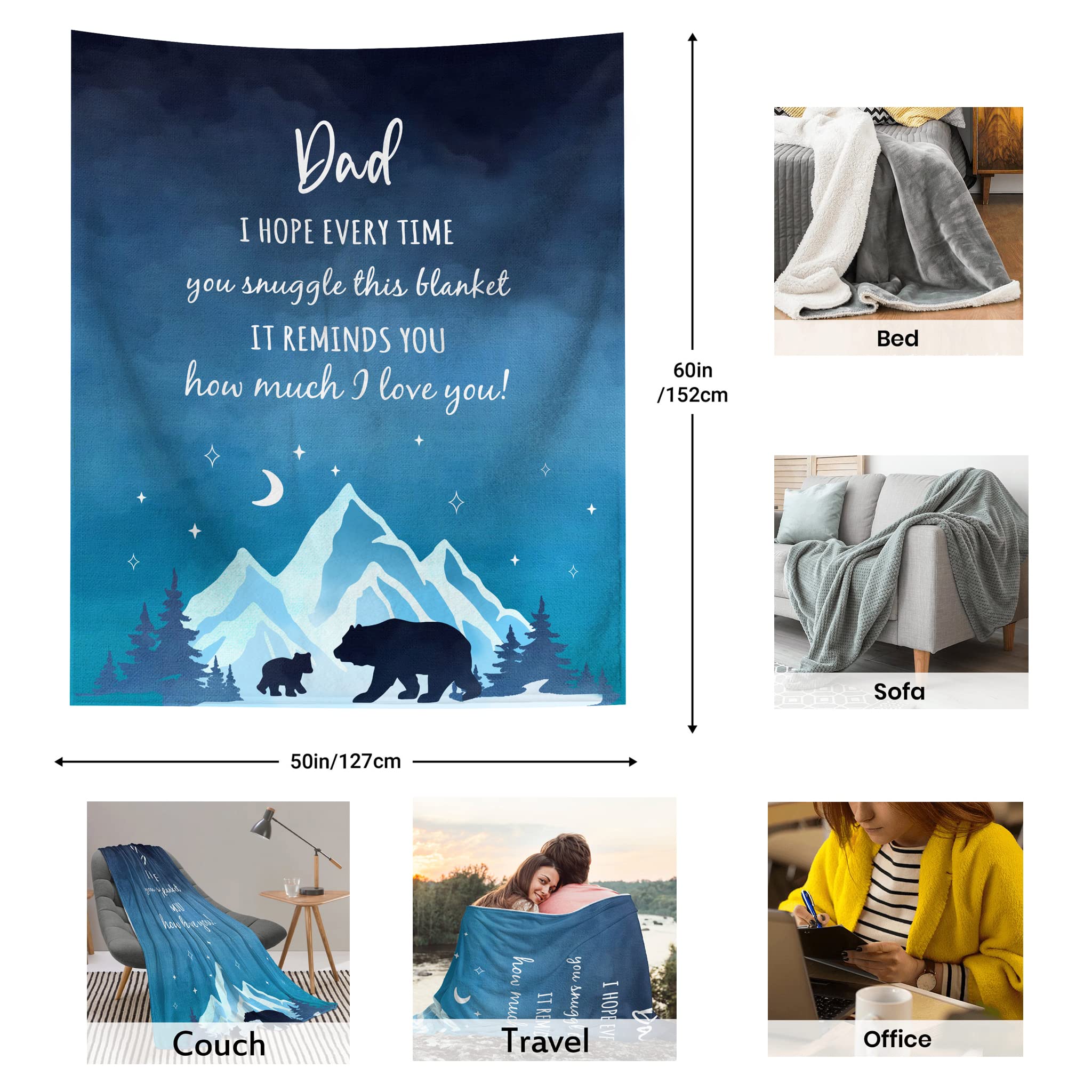 Julazy Dad Gifts Blanket, Birthday Gifts for Dad from Daughter Son 60"x50" Throw Blanket, Fathers Day Papa Gifts from Kids, Best Dad Ever Gifts Ideas from Son, Bonus Dad Gifts for Daddy