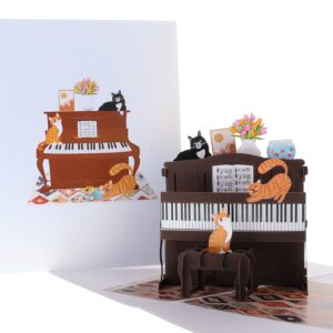 iGifts And Cards Crazy Cats With Fancy Piano 3D Pop Up Greeting Card - Cute Music Graduation Card, Awesome Cat Lovers Gift, Funny Happy Birthday Wish, Feline Party, Housewarming, Best Friendship