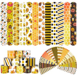 bee party favors 48 pcs bee slap bracelets honeycomb wristbands for kids boys girls bee theme birthday party school classroom rewards baby shower party supplies