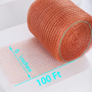 Copper Mesh - 5" x 100 Feet, Ideal for Distilling, Double Layer Copper Mesh Fill Fabric DIY Kit, Perfect Hole Filler, Pure 100% Copper Roll