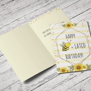 Red Door Inspirations Happy Belated Birthday Card, Single Card and Envelope (Bee-Lated Single Birthday Card)