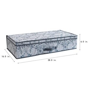 Laura Ashley Non-Woven Under The Bed Storage Box | Dimensions: 28"x 16"x 6" | Bedroom Organization | Foldable | Lidded | Parterre