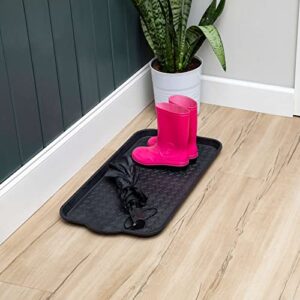 Mohawk Home Boot Tray All Weather Waterproof Mat for Entryway, Shoes, Pet Food Tray, Garden, Indoor Outdoor Black Plastic 1'3"x2'5"