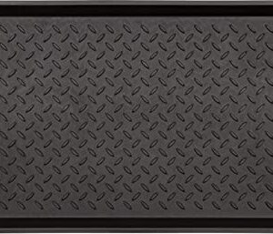 Mohawk Home Boot Tray All Weather Waterproof Mat for Entryway, Shoes, Pet Food Tray, Garden, Indoor Outdoor Black Plastic 1'3"x2'5"