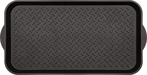 Mohawk Home Boot Tray All Weather Waterproof Mat for Entryway, Shoes, Pet Food Tray, Garden, Indoor Outdoor Black Plastic 1'3"x2'5"