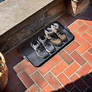 Mohawk Home Boot Tray All Weather Waterproof Mat for Entryway, Shoes, Pet Food Tray, Garden, Indoor Outdoor Black Plastic 1'3"x2'5"