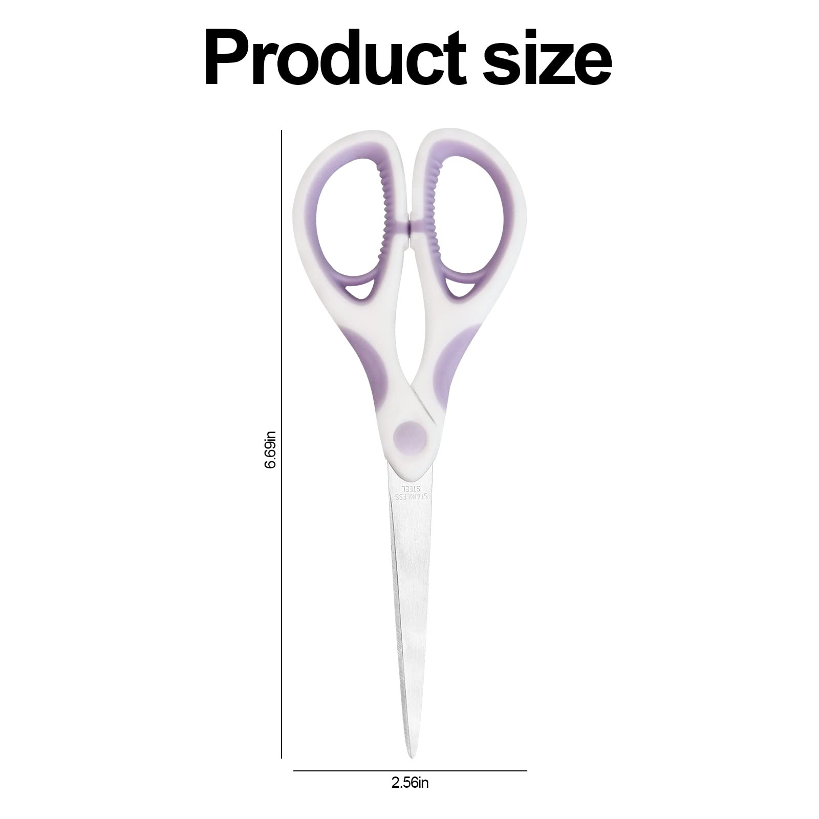 Multipurpose Stainless Steel Scissors 6.7" Purple Sharp Shears Comfort-Grip Scissors for Fabric Craft Office Supplies (Purple)