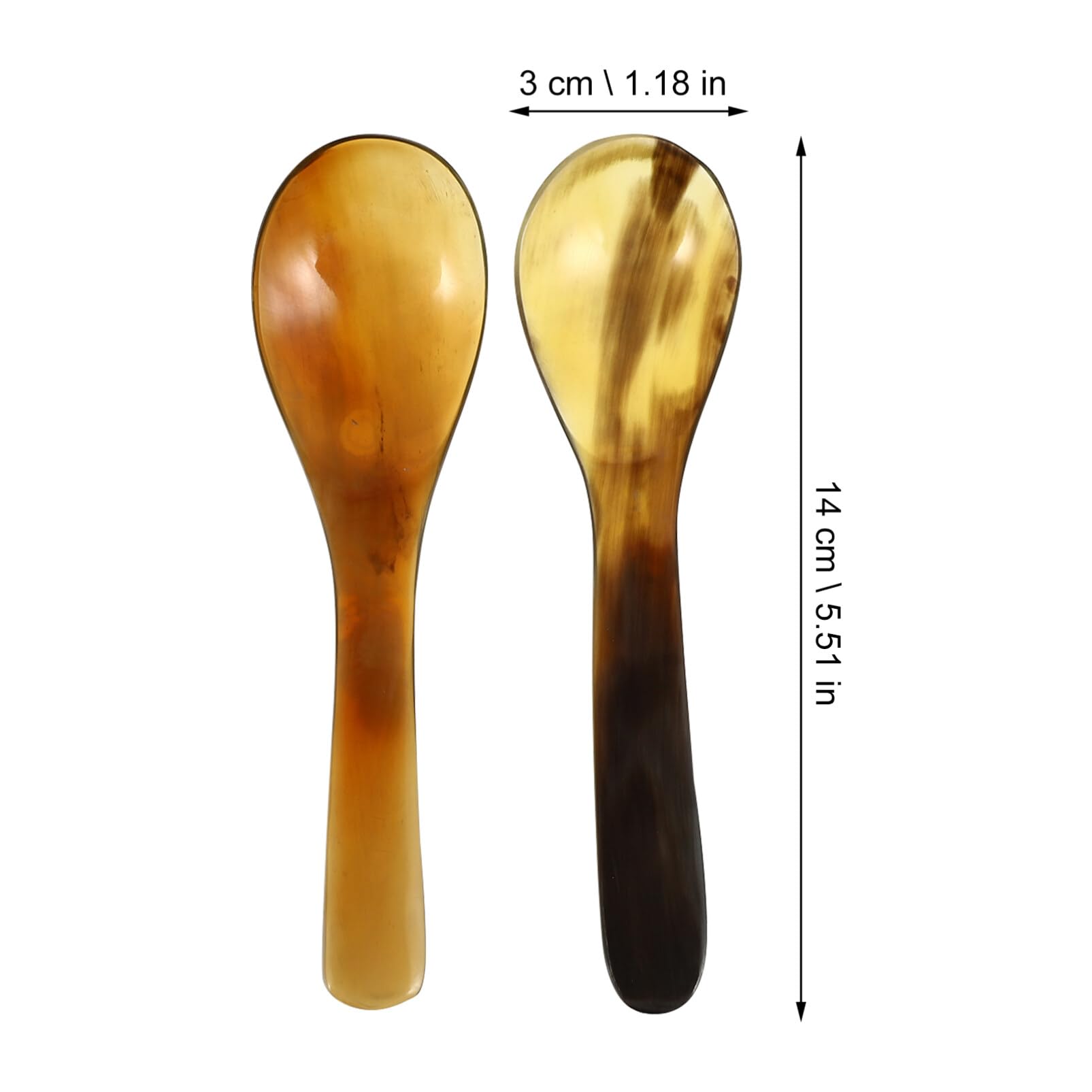 Operitacx Buffalo Horn Spoon Caviar Spoons: Dessert Serving Spoons 4pcs Mustard Jam Spoon Wonton Soba Rice Ramen Appetizer Soup Coffee Espresso Spoons