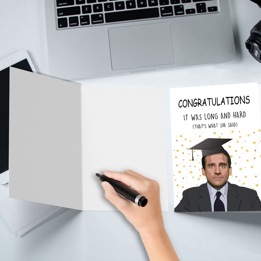 OJsensai Happy Graduation Card for Him Her, Congratulations Graduate, Michael Scott Card for Classmates, Funny Gifts for Graduate