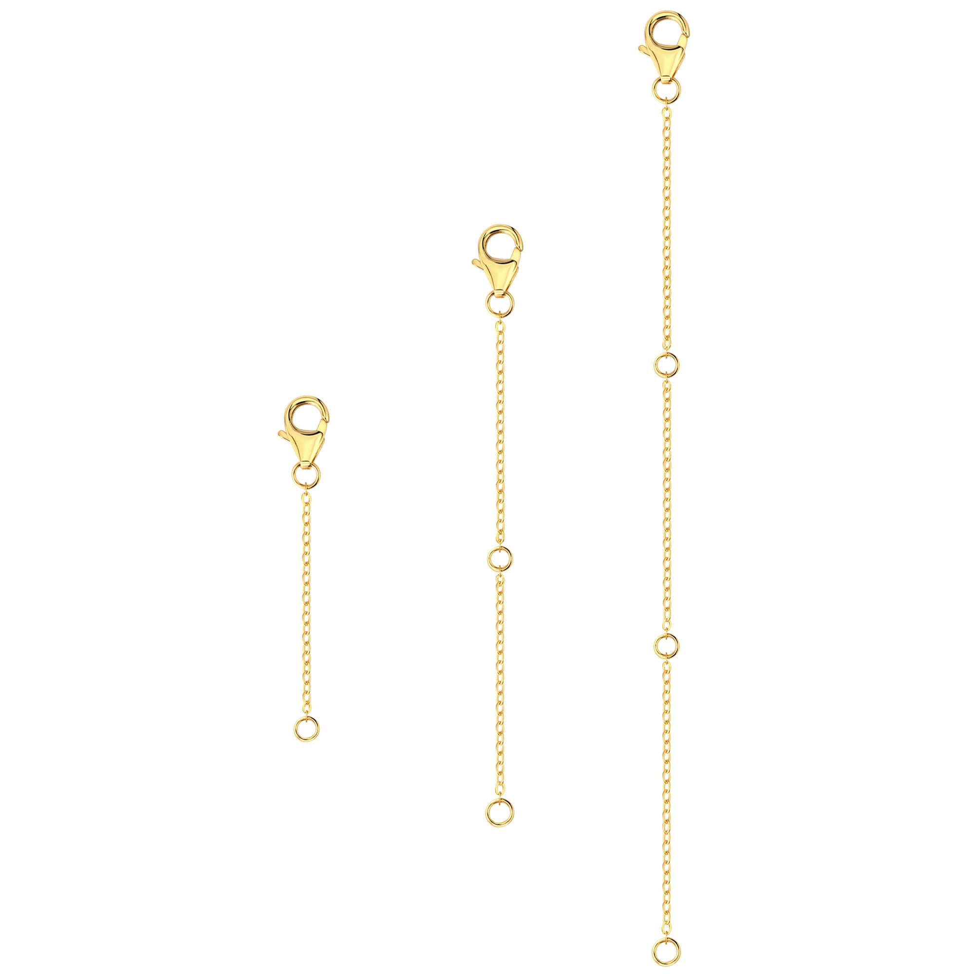 Gold Necklace Extenders,14K Gold Chain Extenders with Lobster Clasp, Durable Plated Solid Brass Necklace Bracelet Anklet Extension Chains(2 4 6 Inches, 3PCS)