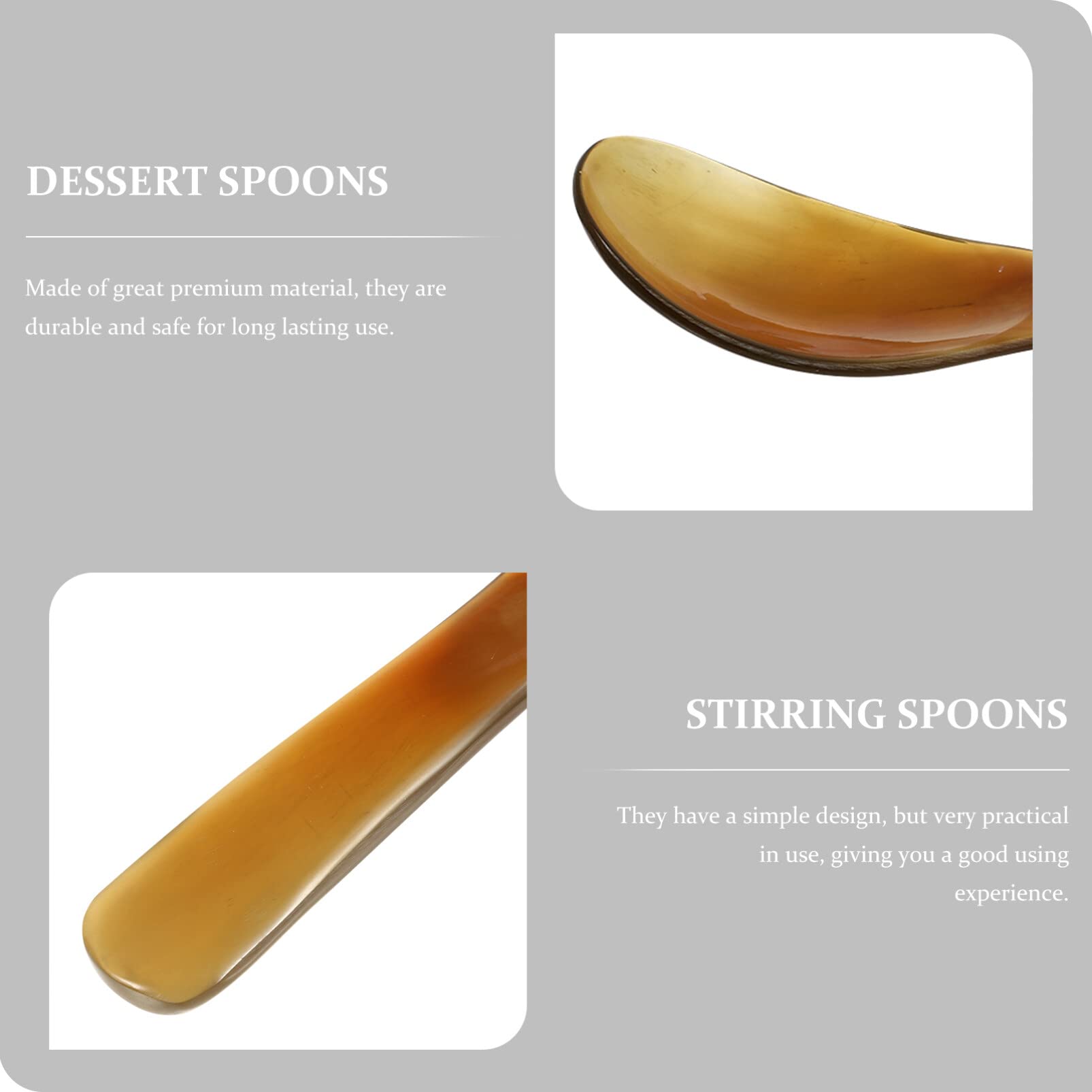 Operitacx Buffalo Horn Spoon Caviar Spoons: Dessert Serving Spoons 4pcs Mustard Jam Spoon Wonton Soba Rice Ramen Appetizer Soup Coffee Espresso Spoons