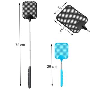 ILamourCar 2 Pieces Fly Swatter, Extendable Fly Swatter, Manual Fly Swatter, Fly Swatter for Flies, Mosquitoes and Insects (Black&Blue)