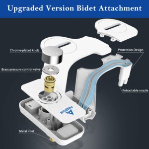 Bidet Attachment for Toilet, ANBSR Ultra-Slim Bidet Attachment Dual Nozzle (Frontal Rear/Feminine Wash) Fresh Cold Water Non-Electric Bidet Toilet Seat Attachment Adjustable Water Pressure