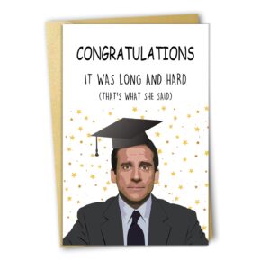 ojsensai happy graduation card for him her, congratulations graduate, michael scott card for classmates, funny gifts for graduate