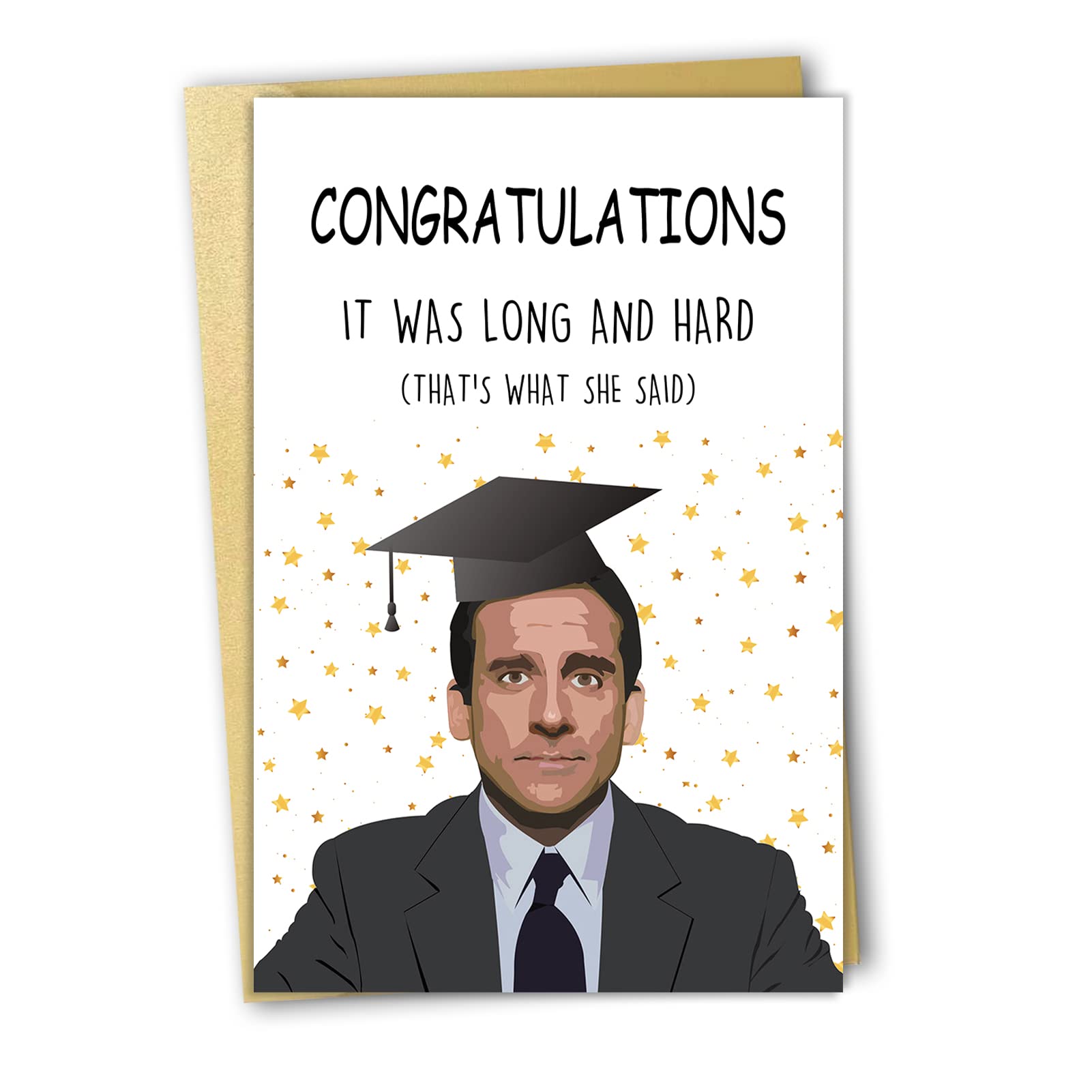 OJsensai Happy Graduation Card for Him Her, Congratulations Graduate, Michael Scott Card for Classmates, Funny Gifts for Graduate