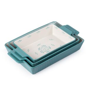 sagoskat baking dishes bakeware set ceramic casserole dish, rectangular shape, oven safe, nonstick, for cooking, cake dinner, kitchen, 13x9inch, 1pcs, turquoise