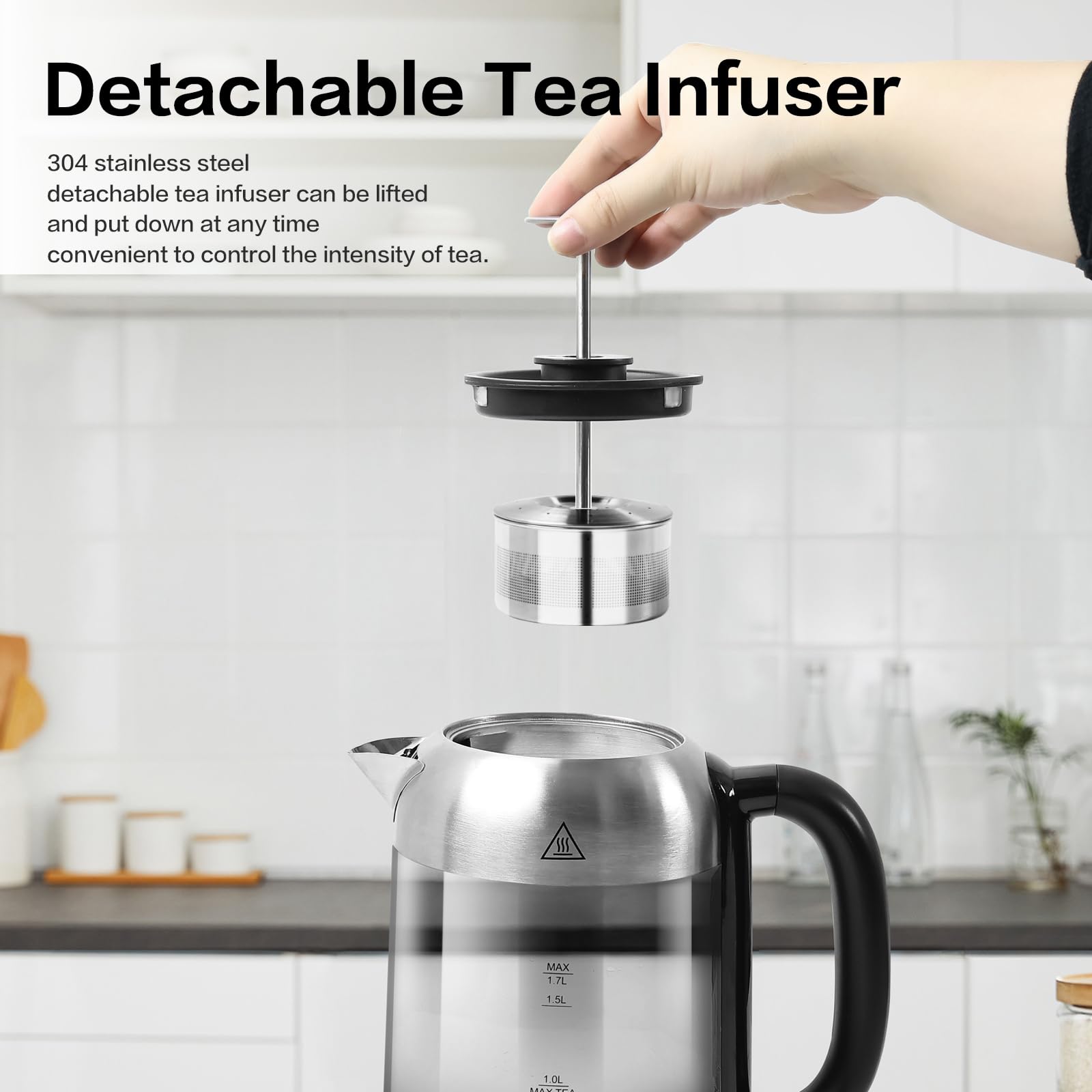 Davivy Smart Electric Kettle with Temperature Control & Tea Infuser - 1500W Quick Boil, Keep Warm Function, Dry-Boil Protection - 1.7L Borosilicate Glass Water Boiler & Tea Maker