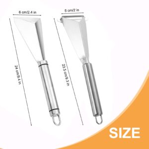 Klyuqoz Fruit Carving Knife, 2 Pack Fruit Cutter, Stainless Steel Vegetable Carving Tools, Triangular Shape DIY Carving Knives for Home Kitchen Platter Tray Decoration（Silver）