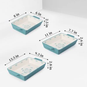 Sagoskat Baking Dishes Bakeware Set Ceramic Casserole Dish, Rectangular Shape, Oven safe, Nonstick, for Cooking, Cake Dinner, Kitchen, 13x9inch, 1pcs, Turquoise