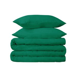 Superior Egyptian Cotton 530 Thread Count Duvet Cover Set, Soft Bedding Covers, 1 Duvet Cover with Button Closure, 2 Pillow Shams, Luxury, Plush, Hotel, Home Collection, Full/Queen Size, Green