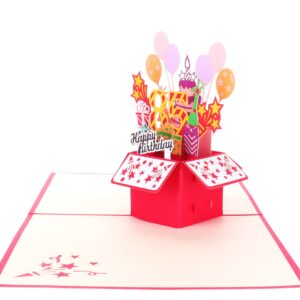 iGifts And Cards Happy 85th Birthday Red Party Box 3D Pop Up Greeting Card - 85th Birthday Gifts For Women, Men, Awesome Eight-Five Bday Presents, 85 Year Old Celebration, Milestone For Husband, Wife