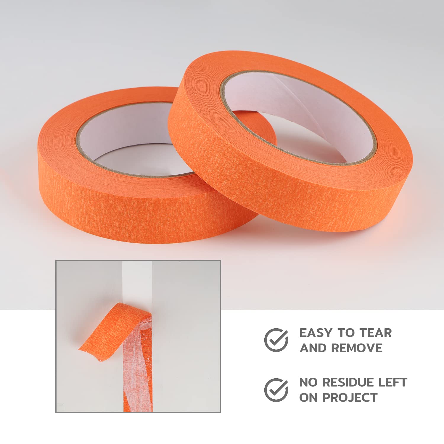 Lichamp 10 Pack Orange Painters Tape 1 inch, Medium Adhesive Orange Masking Tape Bulk Multi Pack, 1 inch x 55 Yards x 10 Rolls (550 Total Yards)