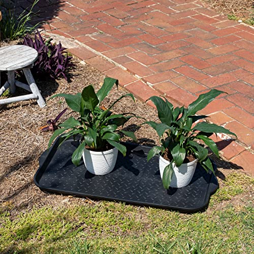 Mohawk Home Boot Tray All Weather Waterproof Mat for Entryway, Shoes, Pet Food Tray, Garden, Indoor Outdoor Black Plastic 1'3"x2'5"