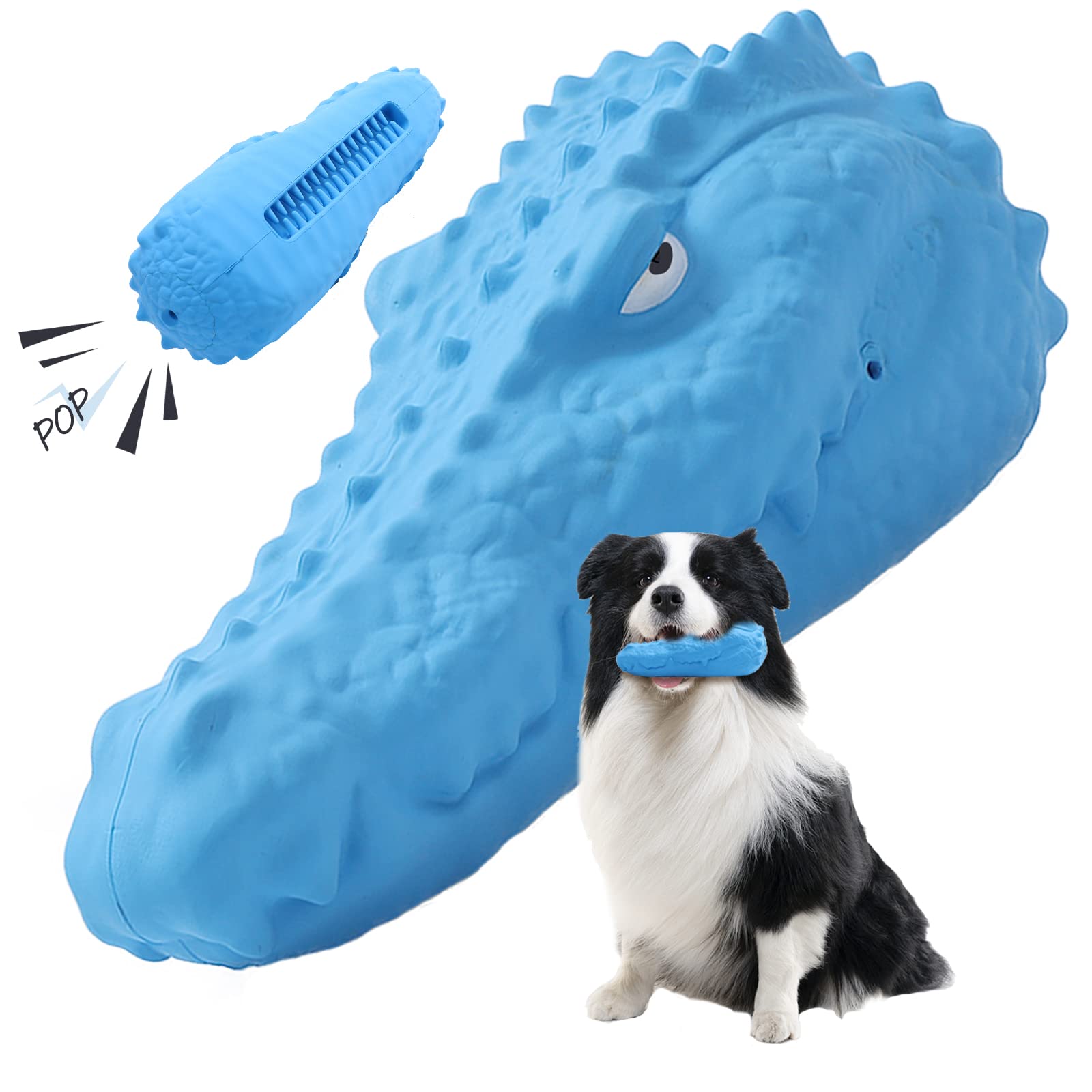 YELEOKE Dog Toys for Aggressive Chewers ,Durable Indestructible Dog Toys for Medium Large Dog Breed,Tough Dog Chew Toys with Natural Rubber, Squeaky Dog Teething Toy(Blue)