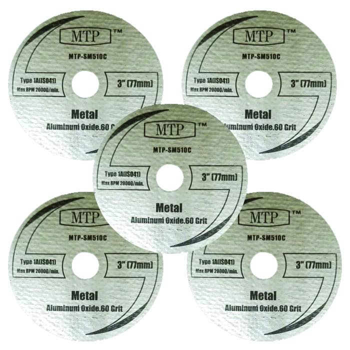 MTP Brand Pack of 5 Metal 3" Cutting Wheel Compatible to use for SM510c Saw Max Rigid R87547B Milwaukee 2522-20 Cut Off Tool - 7/16" Arbor