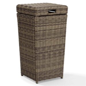 afuera living modern wicker patio trash can in weathered brown