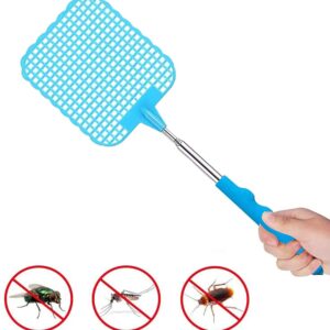 ILamourCar 2 Pieces Fly Swatter, Extendable Fly Swatter, Manual Fly Swatter, Fly Swatter for Flies, Mosquitoes and Insects (Black&Blue)