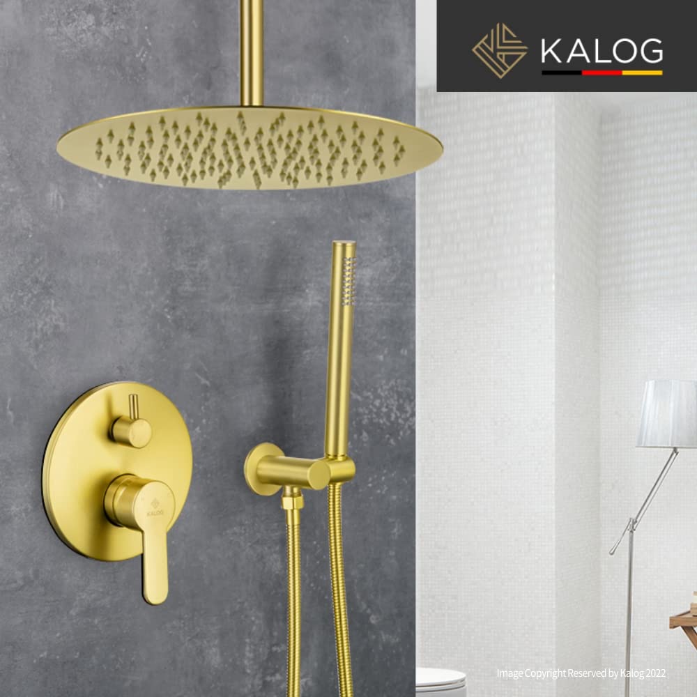 KALOG Shower System with Tub Spout Bathroom Rainfall Shower Faucet Set Wall Mounted (Brushed Nickel-B 12")