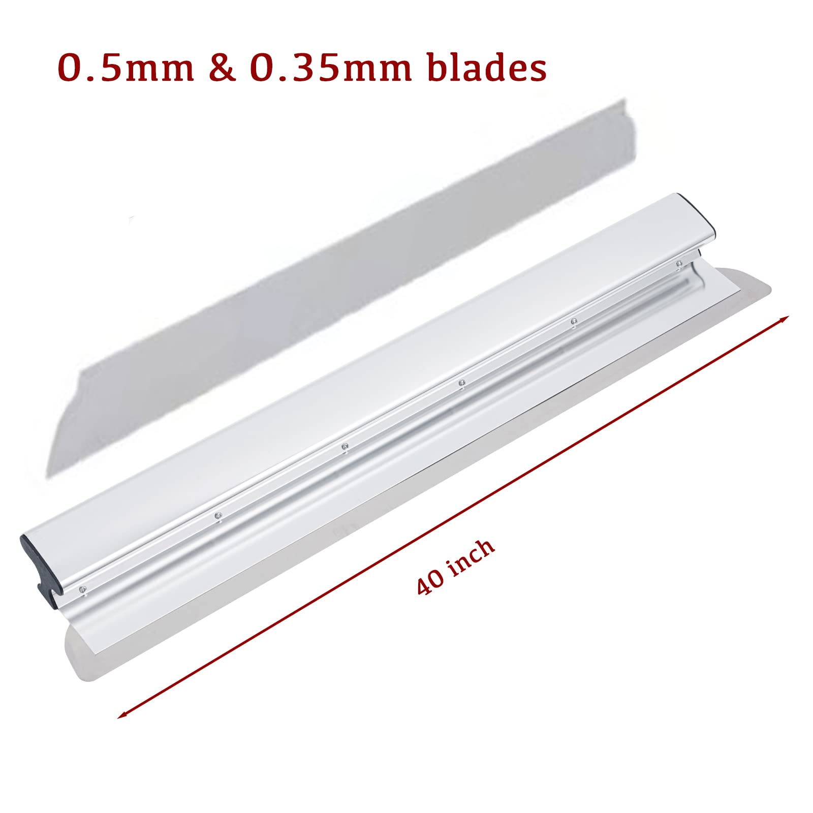 BXGTECH Skimming Blade 40" Blades with 0.5mm & 0.35mm blades 301 Stainless Steel Blade Extruded Aluminum Construction Drywall Tools High-Impact End Caps Sheetrock Gyprock Wall-Board Plasterboard