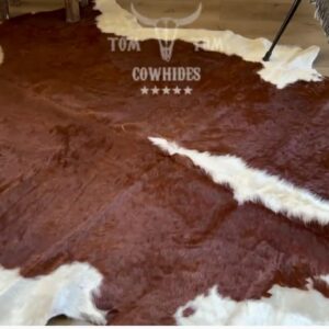 Cowhides Rug 7x6.5 Hereford Natural Leather