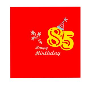 iGifts And Cards Happy 85th Birthday Red Party Box 3D Pop Up Greeting Card - 85th Birthday Gifts For Women, Men, Awesome Eight-Five Bday Presents, 85 Year Old Celebration, Milestone For Husband, Wife