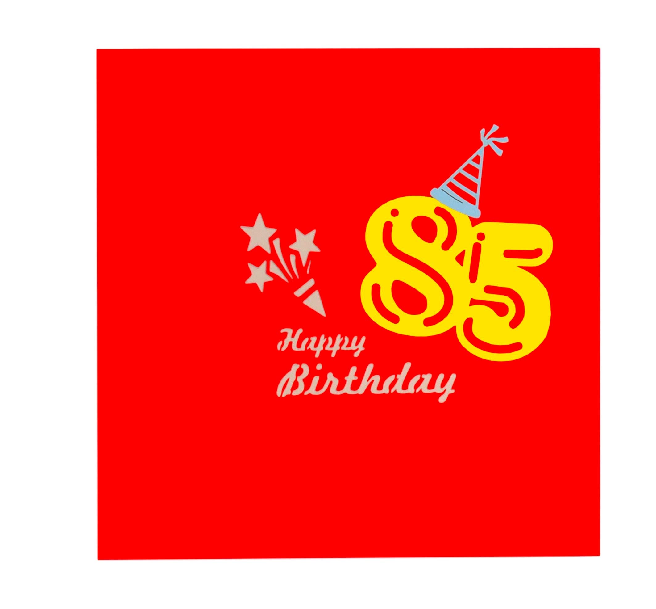 iGifts And Cards Happy 85th Birthday Red Party Box 3D Pop Up Greeting Card - 85th Birthday Gifts For Women, Men, Awesome Eight-Five Bday Presents, 85 Year Old Celebration, Milestone For Husband, Wife