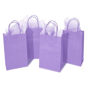 djinnglory 24 pack small purple lavender paper gift bags with handles 9x5.5x3.15 inch and 24 tissue paper for business birthday wedding bridal baby shower party favors goodies