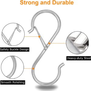 10 Pack Heavy Duty S Hooks Stainless Steel S Shaped Hooks Hanging Hangers for Kitchenware Spoons Pans Pots Utensils Clothes Bags Towers Tools Plants Heavy Duty Rustproof Safety Buckle Design(Sliver)