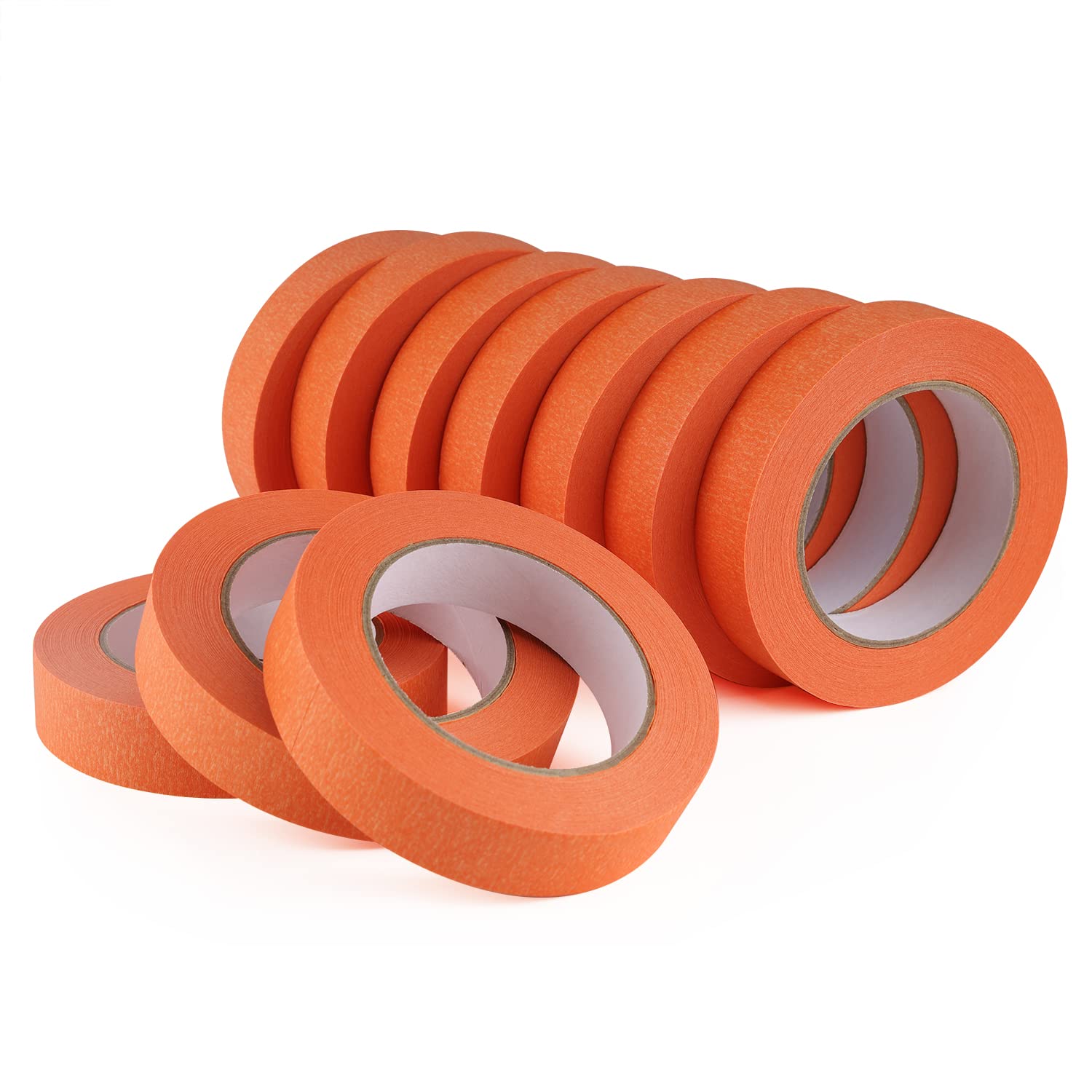 Lichamp 10 Pack Orange Painters Tape 1 inch, Medium Adhesive Orange Masking Tape Bulk Multi Pack, 1 inch x 55 Yards x 10 Rolls (550 Total Yards)