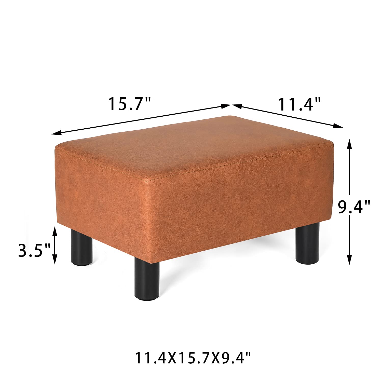 Joveco Small Footstool Ottoman Footrest Modern Rectangular Foot Stools for Living Room Bedroom (Orange)