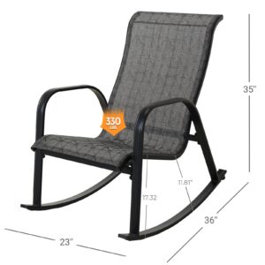 Grand patio 3-Piece Outdoor Bistro Rocking Chair Set Rocker Seating Outside for Front Porch Garden Patio Backyard (Black & Grey Plaid)