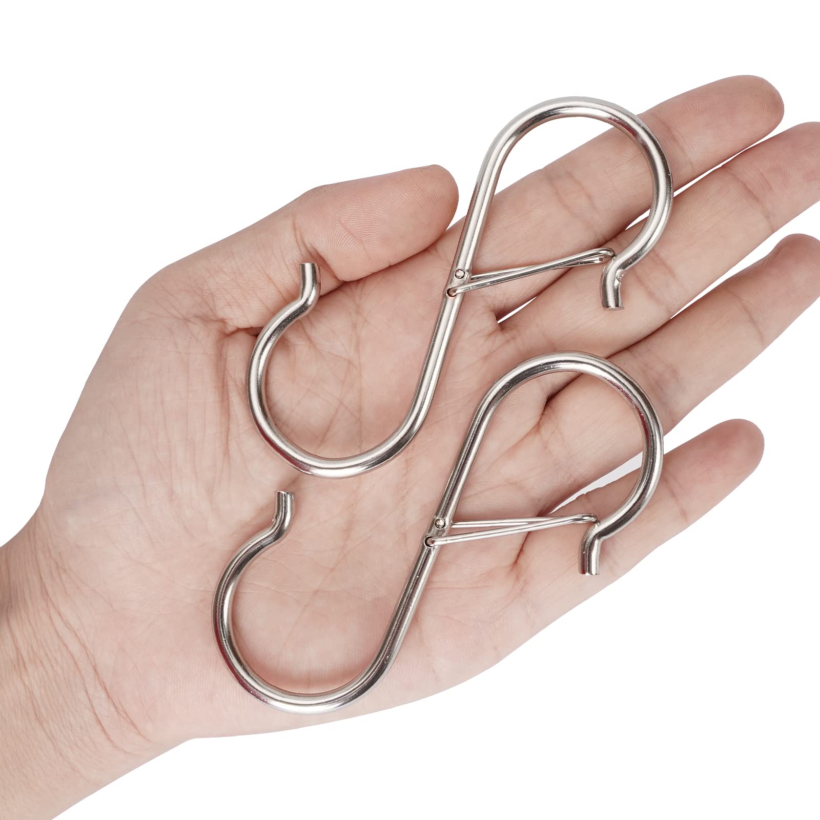 10 Pack Heavy Duty S Hooks Stainless Steel S Shaped Hooks Hanging Hangers for Kitchenware Spoons Pans Pots Utensils Clothes Bags Towers Tools Plants Heavy Duty Rustproof Safety Buckle Design(Sliver)