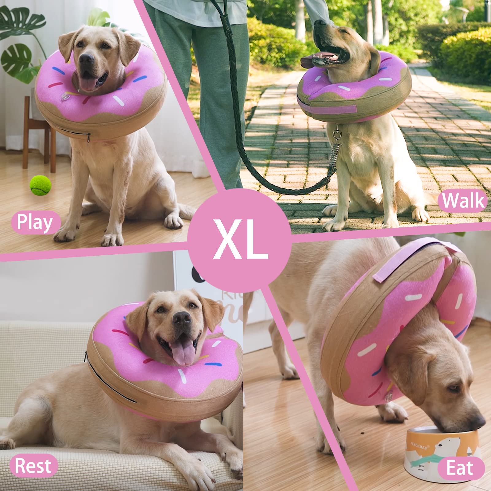 Leo IRis Inflatable Cone Collar for Large Medium Small for Dogs Cats Soft Dog Cone Adjustable E Collar Dog Neck Donut Dog Cone Alternative After Surgery to Prevent from Biting Licking with Pump