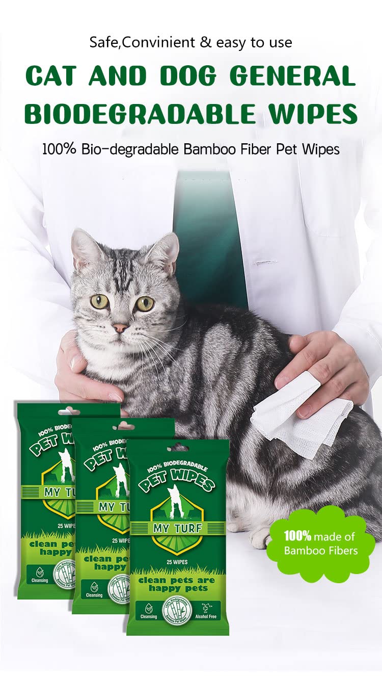 My Turf Unscented Dog Wipes – 25 pcs Pet Wipes for Paw Face Ears and Butt – Cat & Dog Wipes Cleaning – Kitten and Puppy Grooming Bath Wipes 6x8 Inch