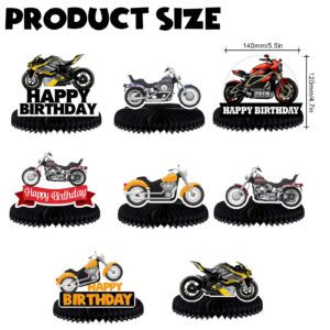 Motorcycle Motorbike Happy Birthday Honeycomb Centerpieces Extreme Soprts Racing Motocross Dirt Bike Theme Decor for Motorcycle Rider Man Boys Teen 1st Birthday Party Baby Shower Supplies Decorations