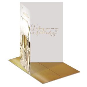 Better Office Products Wedding Congratulations Card with Metallic Gold Foil and Gold Shimmer Envelope, Classic 5 x 7 Inch Size, Heavy Cardstock, High Gloss Finish